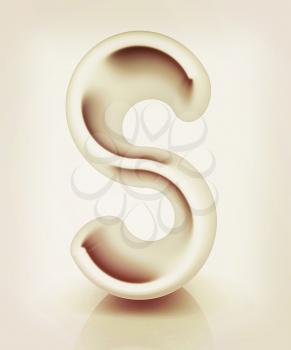 3D metall letter S isolated on white . 3D illustration. Vintage style.