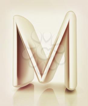 3D metall letter M isolated on white . 3D illustration. Vintage style.