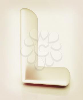 3D metall letter L isolated on white . 3D illustration. Vintage style.