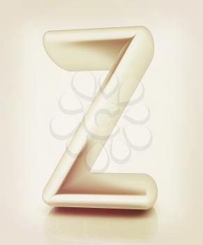 3D metall letter Z isolated on white . 3D illustration. Vintage style.