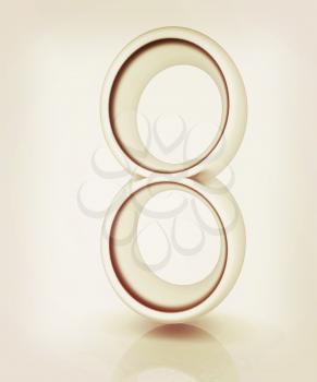 Number 8- eight on white background. 3D illustration. Vintage style.