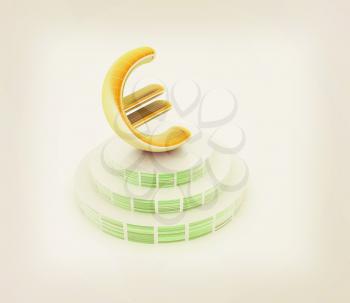icon euro sign on podium on a white background . 3D illustration. Vintage style.