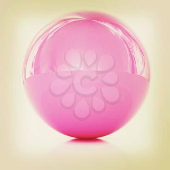 Glossy pink sphere. 3D illustration. Vintage style.