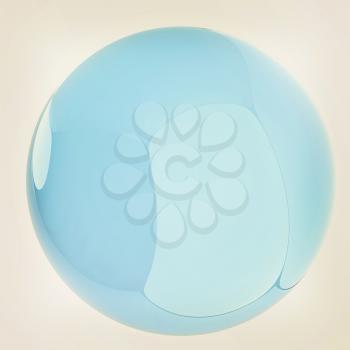 Glossy blue sphere. 3D illustration. Vintage style.