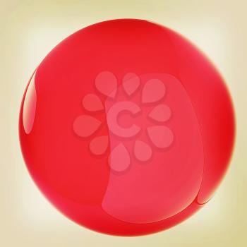 Glossy red sphere. 3D illustration. Vintage style.