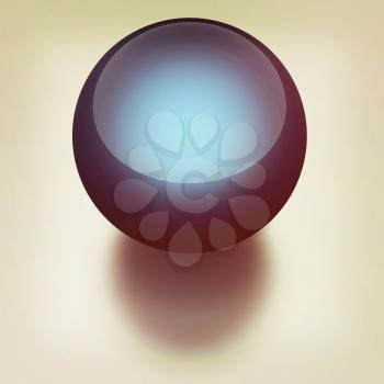 Blue metallic sphere. 3D illustration. Vintage style.