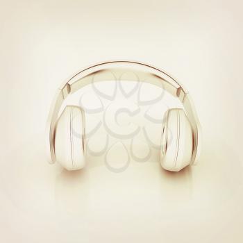 Headphones Icon . 3D illustration. Vintage style.