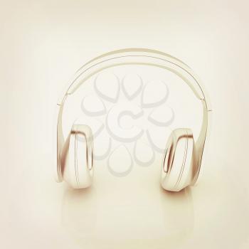 Headphones Icon . 3D illustration. Vintage style.