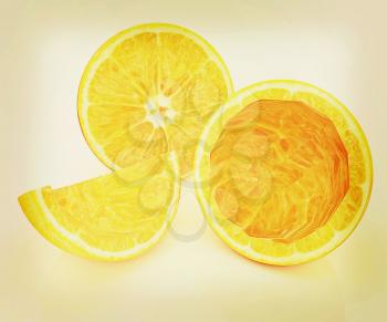 orange fruit on white background. 3D illustration. Vintage style.