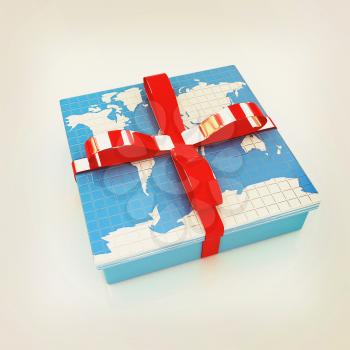 earth for gift on a white background. 3D illustration. Vintage style.