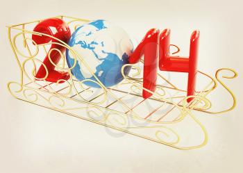 Happy New Year 2014 on white background. 3D illustration. Vintage style.