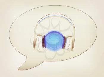 messenger window icon. 3d illustration of earth listening music . 3D illustration. Vintage style.