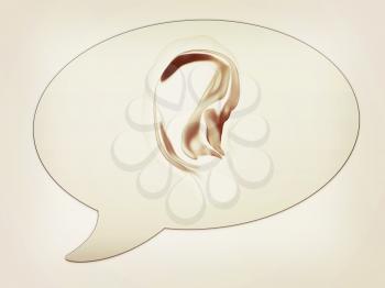 messenger window icon. Ear 3d . 3D illustration. Vintage style.
