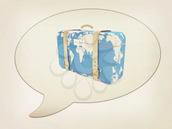 messenger window icon. Suitcase for travel . 3D illustration. Vintage style.