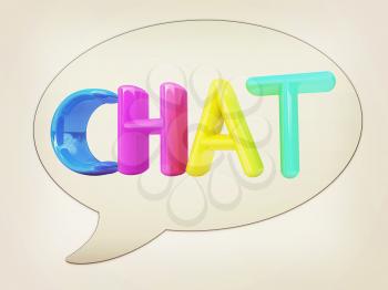 messenger window icon. Colorful 3d text chat . 3D illustration. Vintage style.