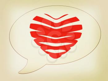 messenger window icon. Heart of the bands . 3D illustration. Vintage style.