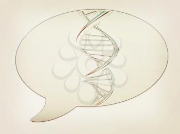 messenger window icon. DNA structure model. 3D illustration. Vintage style.
