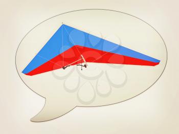 messenger window icon Hang glider. 3D illustration. Vintage style.
