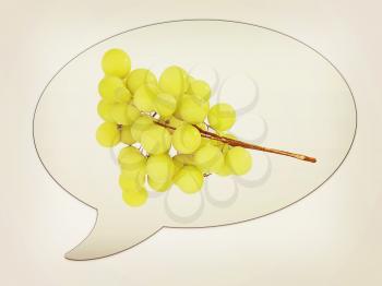 messenger window icon and Grapes. 3D illustration. Vintage style.