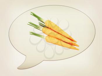 messenger window icon and carrot. 3D illustration. Vintage style.