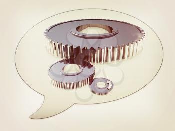 messenger window icon and Gears. 3D illustration. Vintage style.