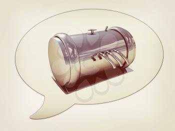 messenger window icon and chrome metal pressure vessel . 3D illustration. Vintage style.