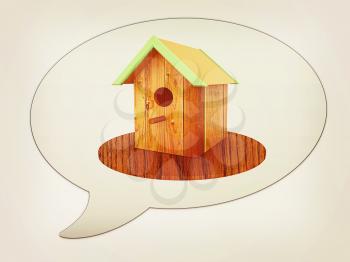 messenger window icon and Nest box birdhouse . 3D illustration. Vintage style.