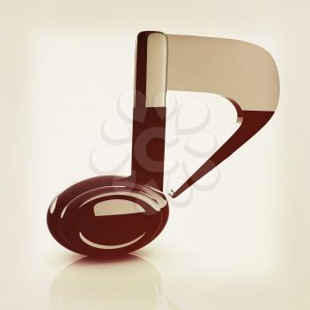 musical note 3D on white background . 3D illustration. Vintage style.