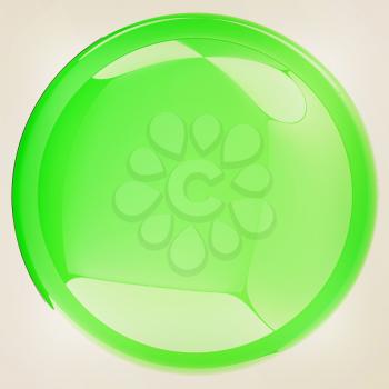 Glossy green button. 3D illustration. Vintage style.