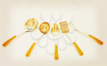cutlery on white background . 3D illustration. Vintage style.