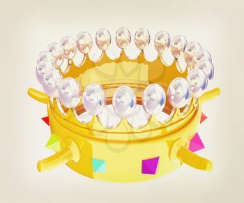 Crown for a Royal King Cartoon. 3D illustration. Vintage style.