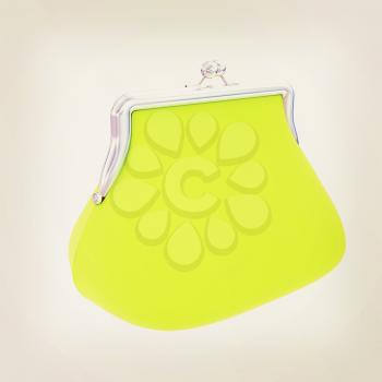green purse on a white . 3D illustration. Vintage style.