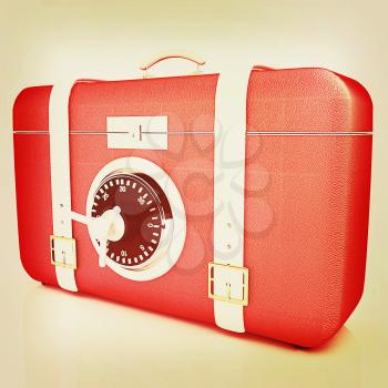 suitcase-safe.. 3D illustration. Vintage style.