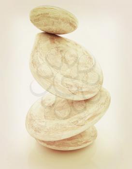 Glossy spa stones. 3d icon . 3D illustration. Vintage style.
