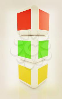Abstract colorfull blocks 3d. 3D illustration. Vintage style.