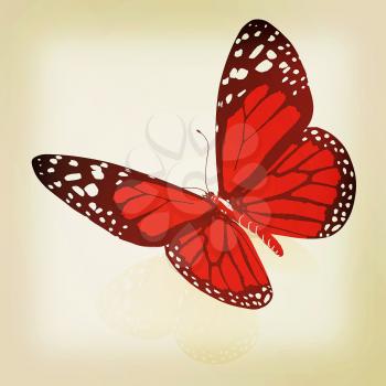 beauty butterfly. 3D illustration. Vintage style.