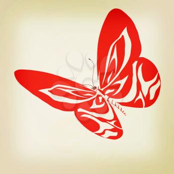 Abstract butterfly design. 3D illustration. Vintage style.