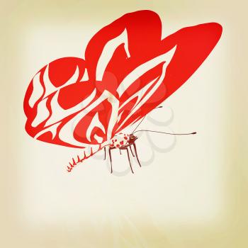 Abstract butterfly design. 3D illustration. Vintage style.