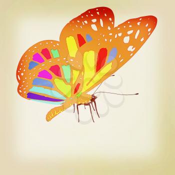 colorful butterfly. 3D illustration. Vintage style.