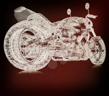 3d sport bike background. 3D illustration. Vintage style.