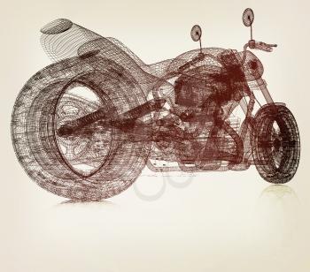 3d sport bike background. 3D illustration. Vintage style.