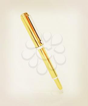 Gold corporate pen design . 3D illustration. Vintage style.