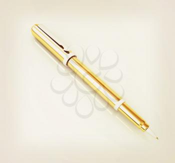 Gold corporate pen design . 3D illustration. Vintage style.