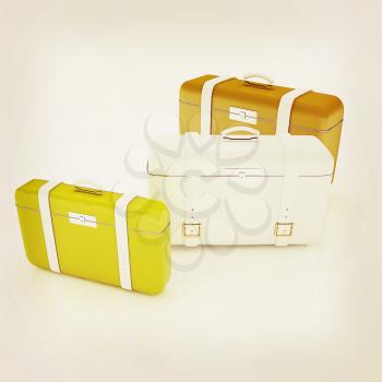 travel bags on white . 3D illustration. Vintage style.