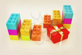 educational toy and gift isolated on white background . 3D illustration. Vintage style.