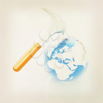 Hammer and earth on white background . 3D illustration. Vintage style.