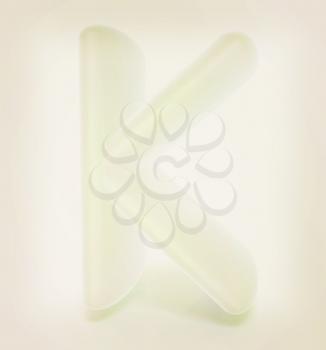 Glossy alphabet. The letter K. 3D illustration. Vintage style.