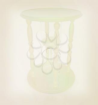 Fantastic hourglass. 3D illustration. Vintage style.