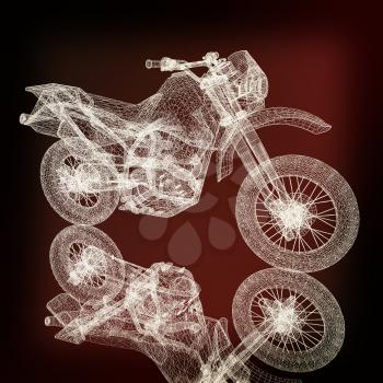 3d sport motocross bike. 3D illustration. Vintage style.