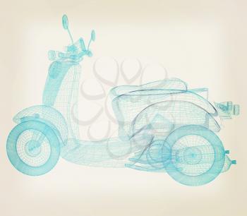 Vintage Retro Moped. 3d model. 3D illustration. Vintage style.